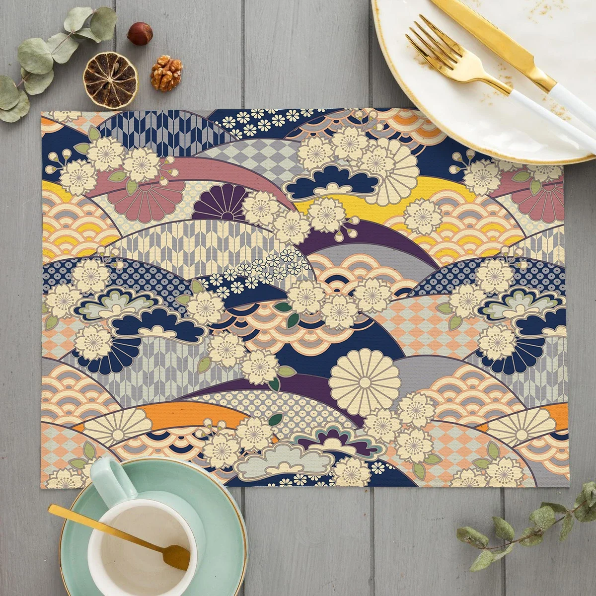 Kitchen Appliances Table - Japanese Traditional Pattern Kitchen Placemat Cotton