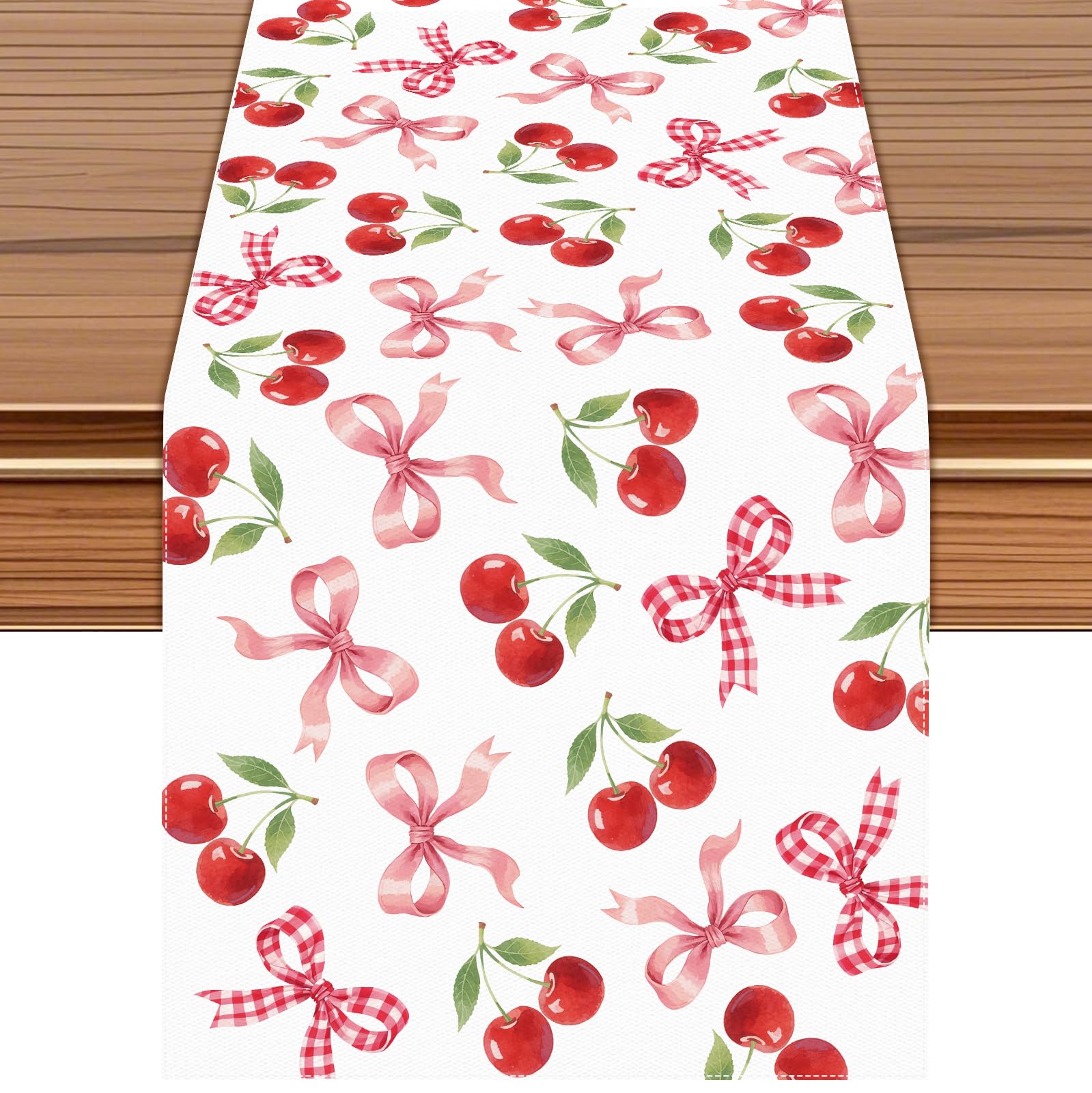 Kitchen Appliances Table - Cherry Pattern Table Runner | Red