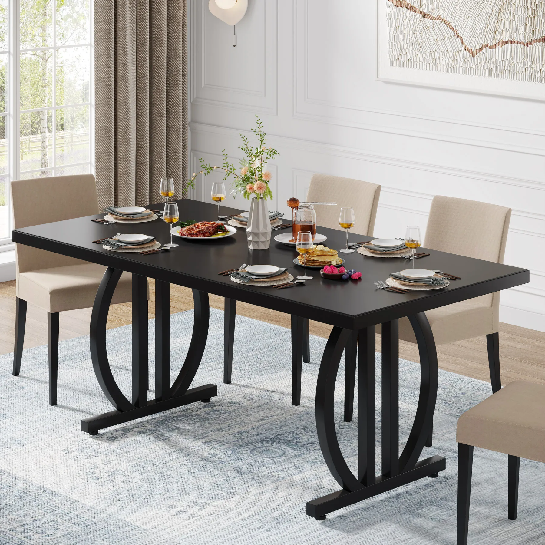 Kitchen Appliances Table - Tribesigns Dining Table for 4-6 People,