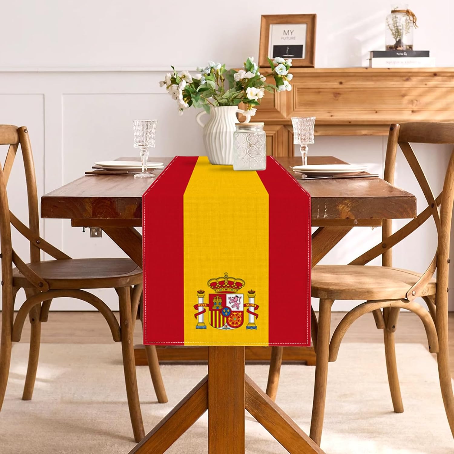 Spain Flag Linen Table Runner  - Kitchen Appliances Table ulasan dan harga