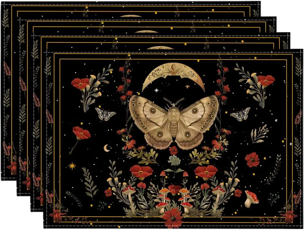Goth  Poppy Moth Moon Placemat - Kitchen Appliances Table ulasan dan harga