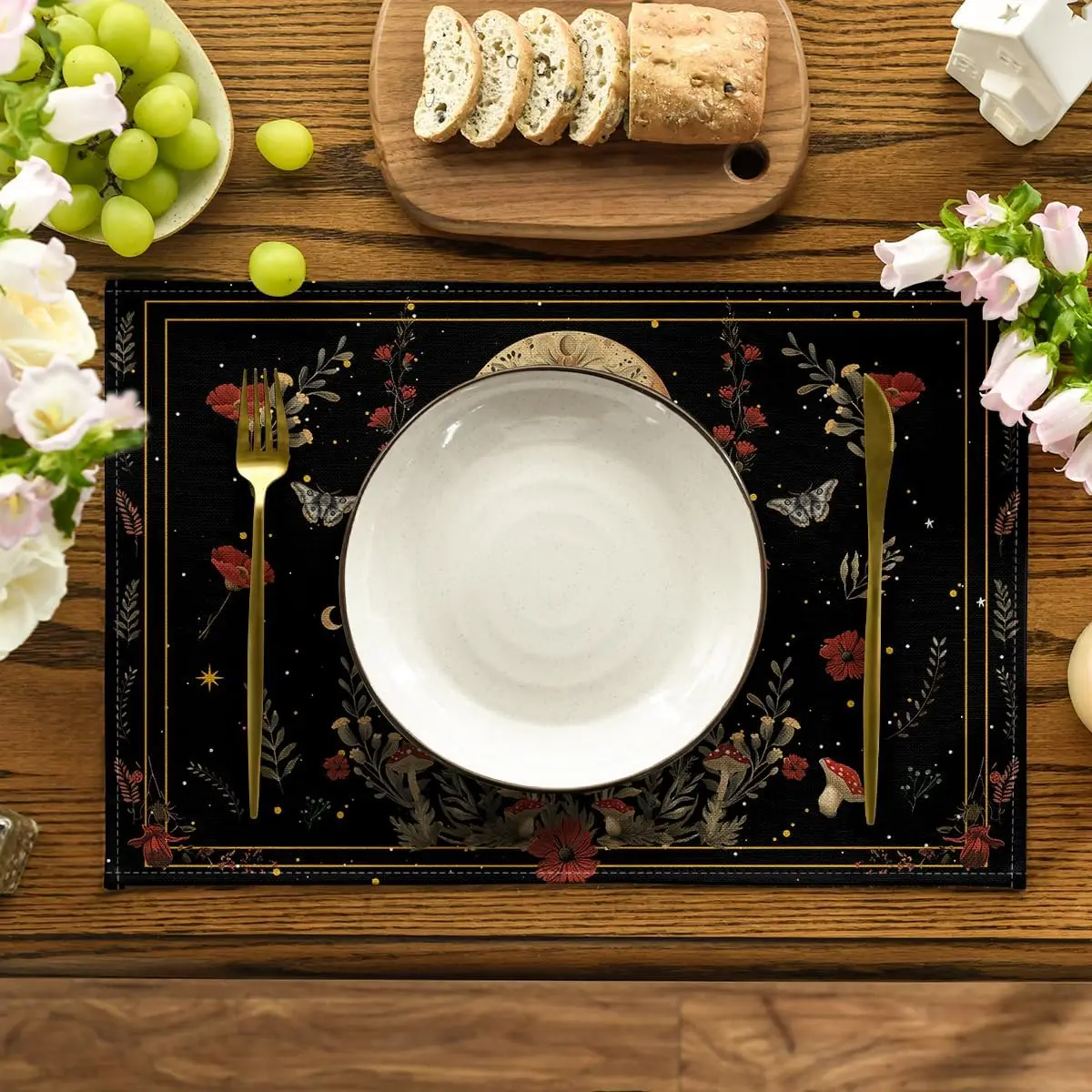 Goth  Poppy Moth Moon Placemat - Kitchen Appliances Table ulasan dan harga