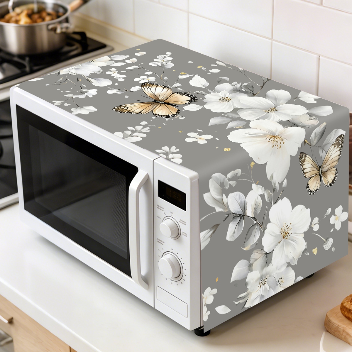 1pc  White Flower Microwave Du - Kitchen Appliances In White ulasan dan harga