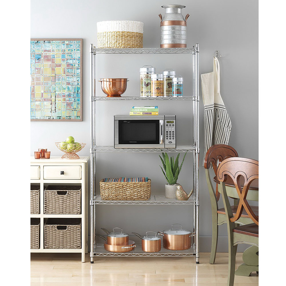 5‑Tier Storage Shelves Silver  - Kitchen Appliances Warehouse ulasan dan harga