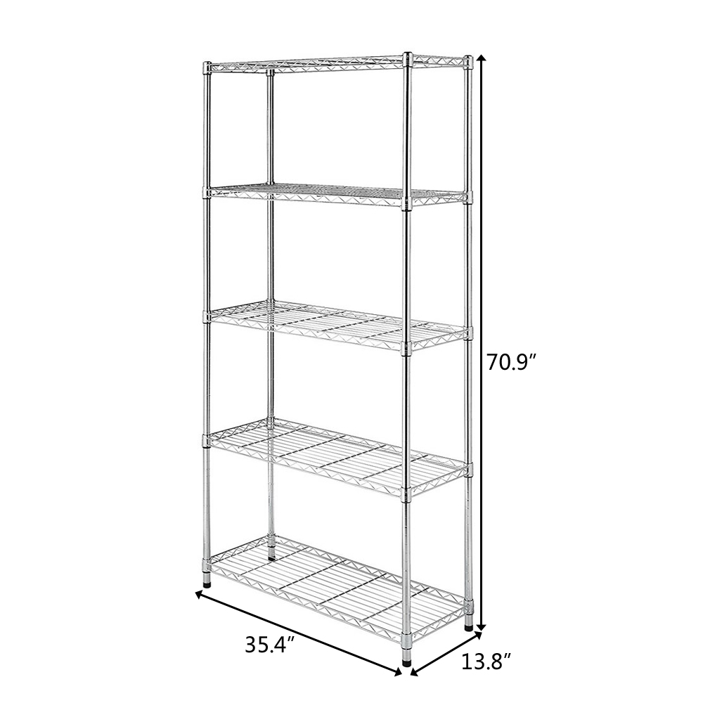 5‑Tier Storage Shelves Silver  - Kitchen Appliances Warehouse ulasan dan harga