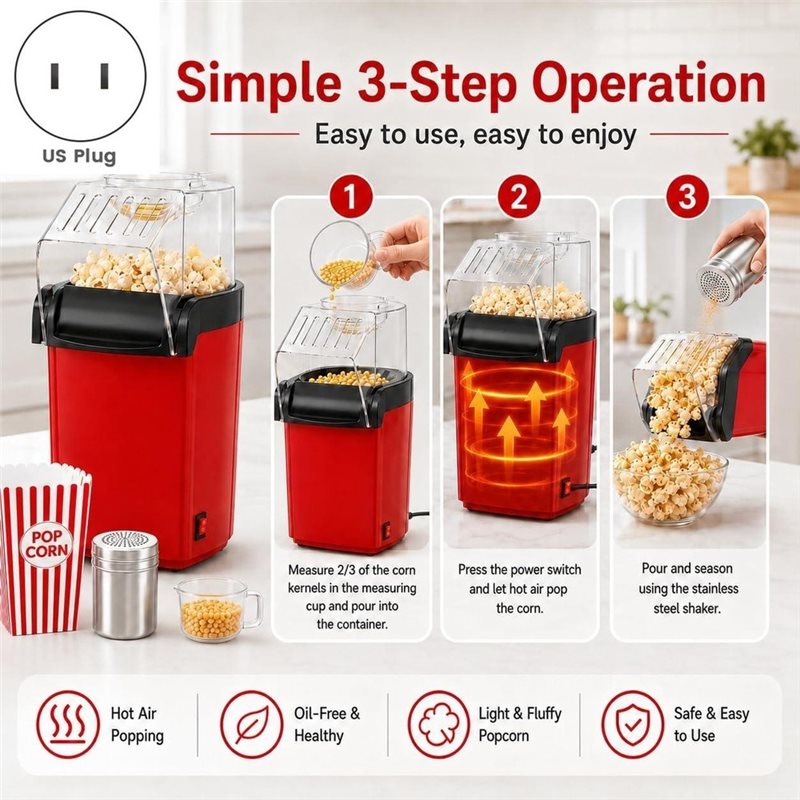 Hot Air Popcorn Maker With 5 P - Air Popcorn Maker ulasan dan harga